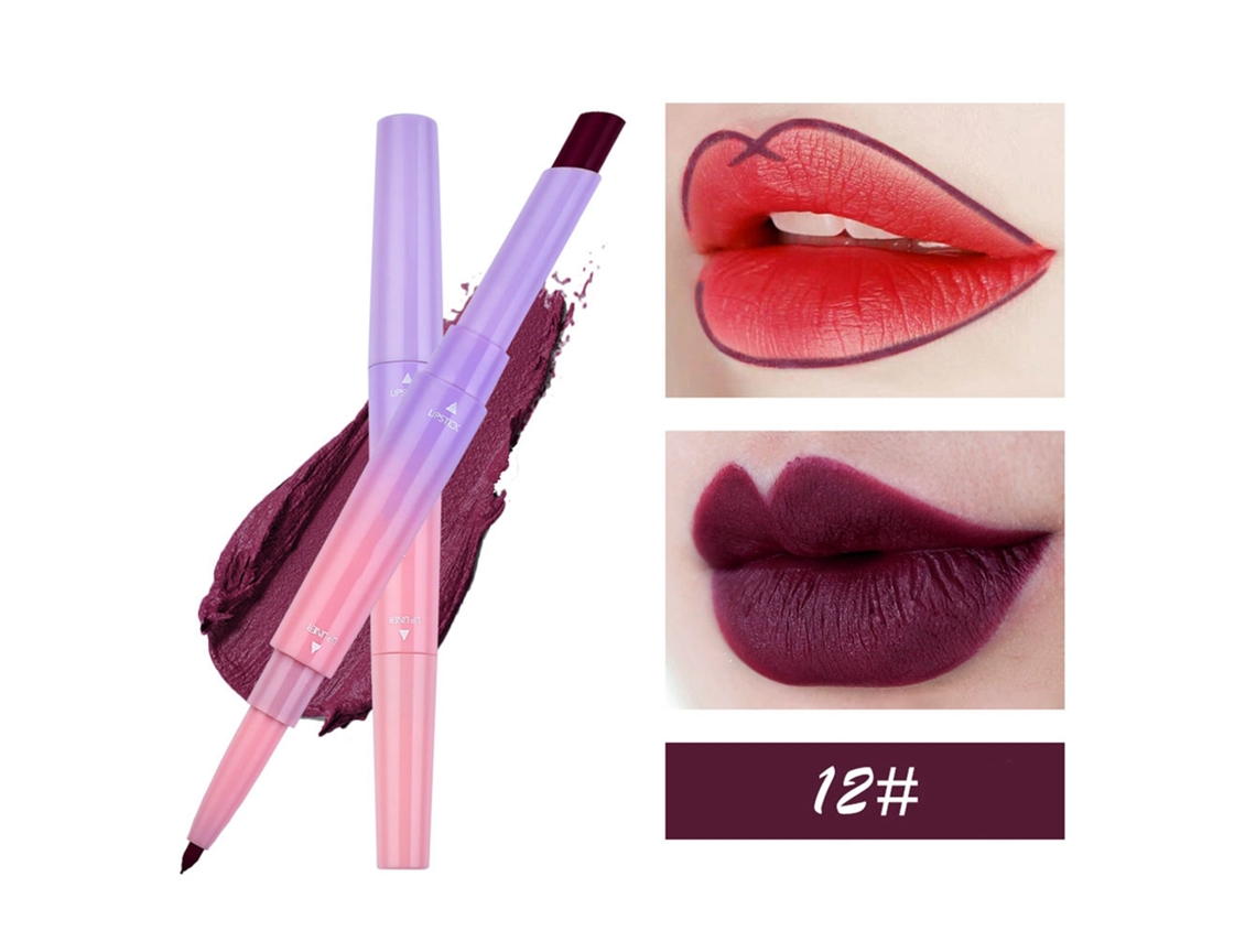 Labial Mate De Doble Cabeza Lápiz Labial De Larga Duración Maquillaje Labial Cosméticos (12)
