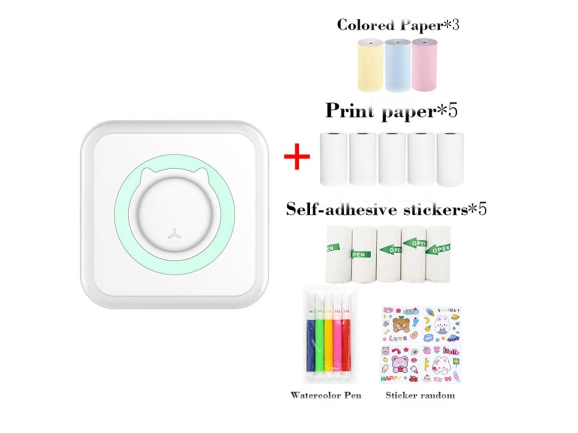 Mini Impressora Térmica - Impressora Bluetooth Portátil Sem Tinta Com 3 Rolos Adesivos - Compacta