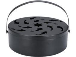 Porta Incenso Ipetboom Com Alça E Tampa, Design De Peixe Em Ferro Preto, Suporte Portátil Para Uso Interno