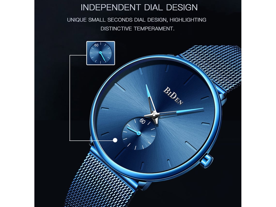 Reloj De Pulsera Para Hombre Biden Simple Fashion Empresarial Impermeable Acero Mesh Cuarzo