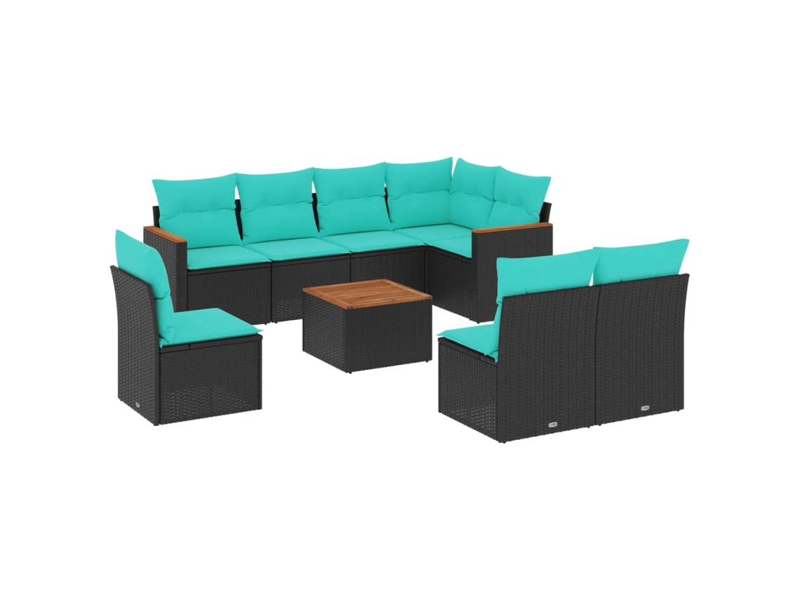 Conjunto de Sofá de Jardim, 5 Peças, Almofadas, Rattan Preto MAISON EXCLUSIVE