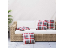 Vidaxl Conjunto De 4 Almofadas Para Sofá Com Estampa Xadrez Vermelha, 50x50 Cm, Em Tecido