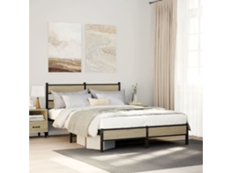 Vidaxl Estrutura Cama S/ Colchão Derivados De Madeira Carvalho Sonoma