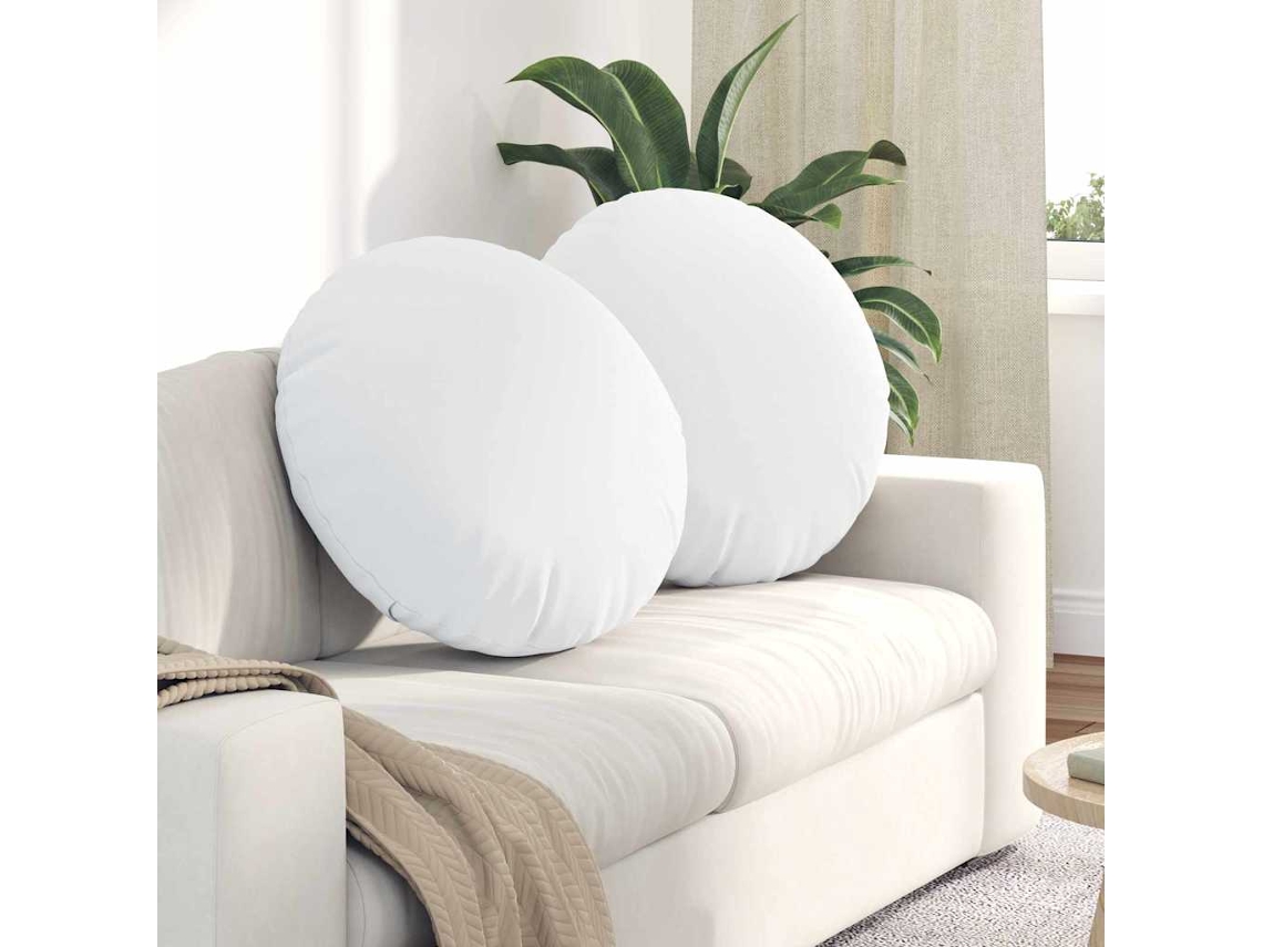Vidaxl Almofadas De Assento 2 Unid. Tecido Branco Ø80 X 29 Cm
