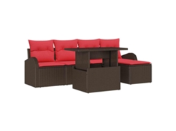 Maison Exclusive - Conjunto De Sofá De Jardim 6 Pcs Castanho Vime Pe
