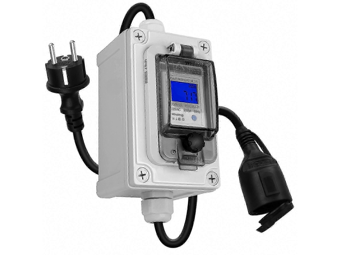 Amperímetro Digital À Prova D'água 60a 230v, Medidor De Corrente Quilowatt Portátil 0