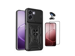 Kit Vidro Capa Magnetic Slide Window Suporte Magnético Phonecare Para Oppo A6x - Preto