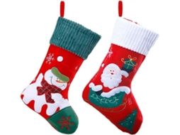 Conjunto De 2 Meias De Feltro De Papai Noel Para Encher E Pendurar Meias De Papai Noel Vermelho / Branco / Verde Com Olysi Shop