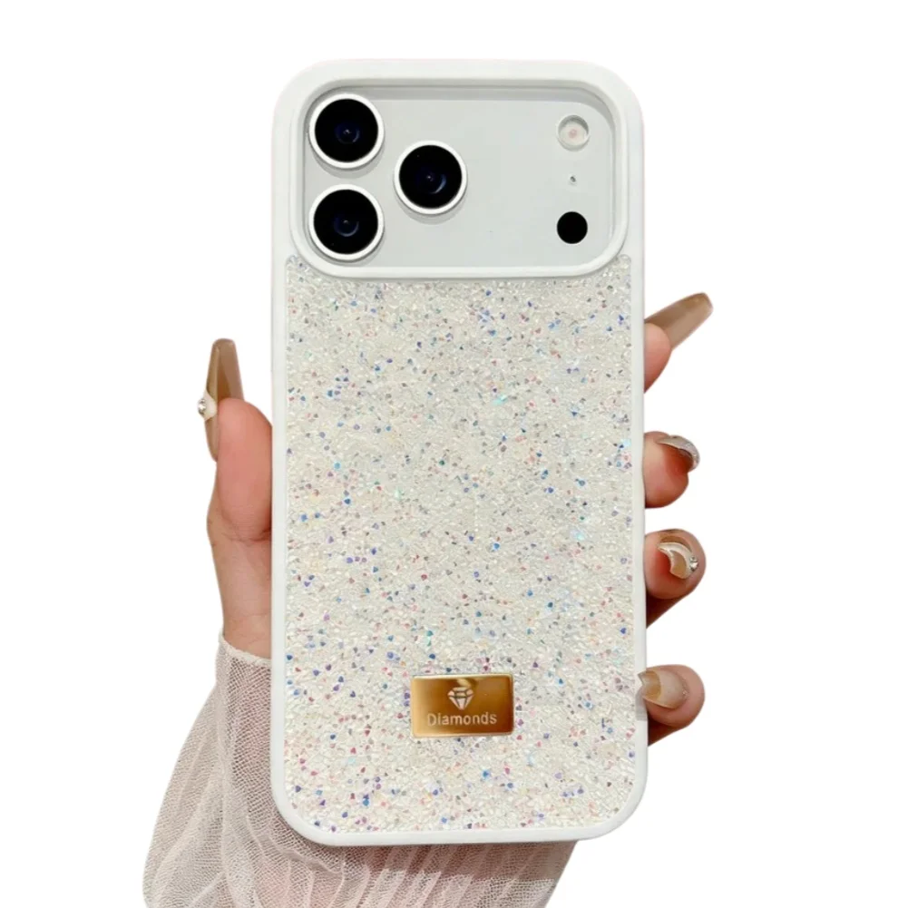 (branco, Iphone 15) Capa De Celular Luxuosa E Deslumbrante Com Cobertura Total E Detalhes Em Zircônia Na Cor Diamante.