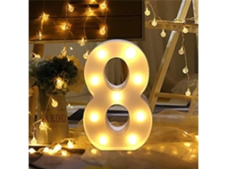 Lâmpada Led Números 0-9 Decoração para Festas Casamentos 6 Peças NEVEANCE