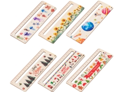 Régua De Madeira 6 Peças, Réguas Para Leitura E Traçado, Ideal Para Presentear Crianças E Estudantes No Natal, Para