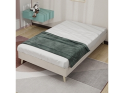 Cama Solteiro Bege 90x200cm, Veludo Holandês, Caixa Baixa (s/ Elevador/cabeceira/colchão). -op