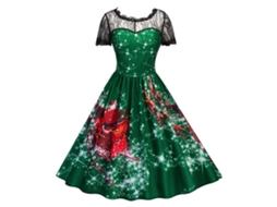 Vestido Midi Laxiscreed Verde Com Laço Hollow, Detalhe Natalício, Cauda, Tamanho S Para Ocasiões Festivas