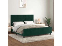 Vidaxl Estrutura De Cama C/ Cabeceira 180x200 Cm Veludo Verde-escuro