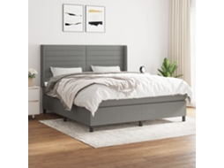 Vidaxl Cama Com Molas/colchão 160x200 Cm Tecido Cinzento-escuro