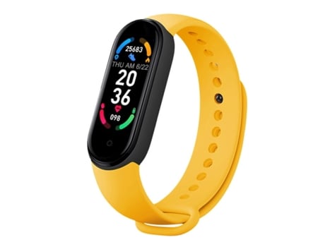 Pulseira Inteligente IWEAR Sm6 Rastreador de Fitness Ip67 com Monitor de Rh e Pressão Arterial / Social / Sono Amarelo
