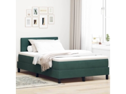 Vidaxl Cama Box Spring Led Verde Escuro 120 X 200 Cm Veludo