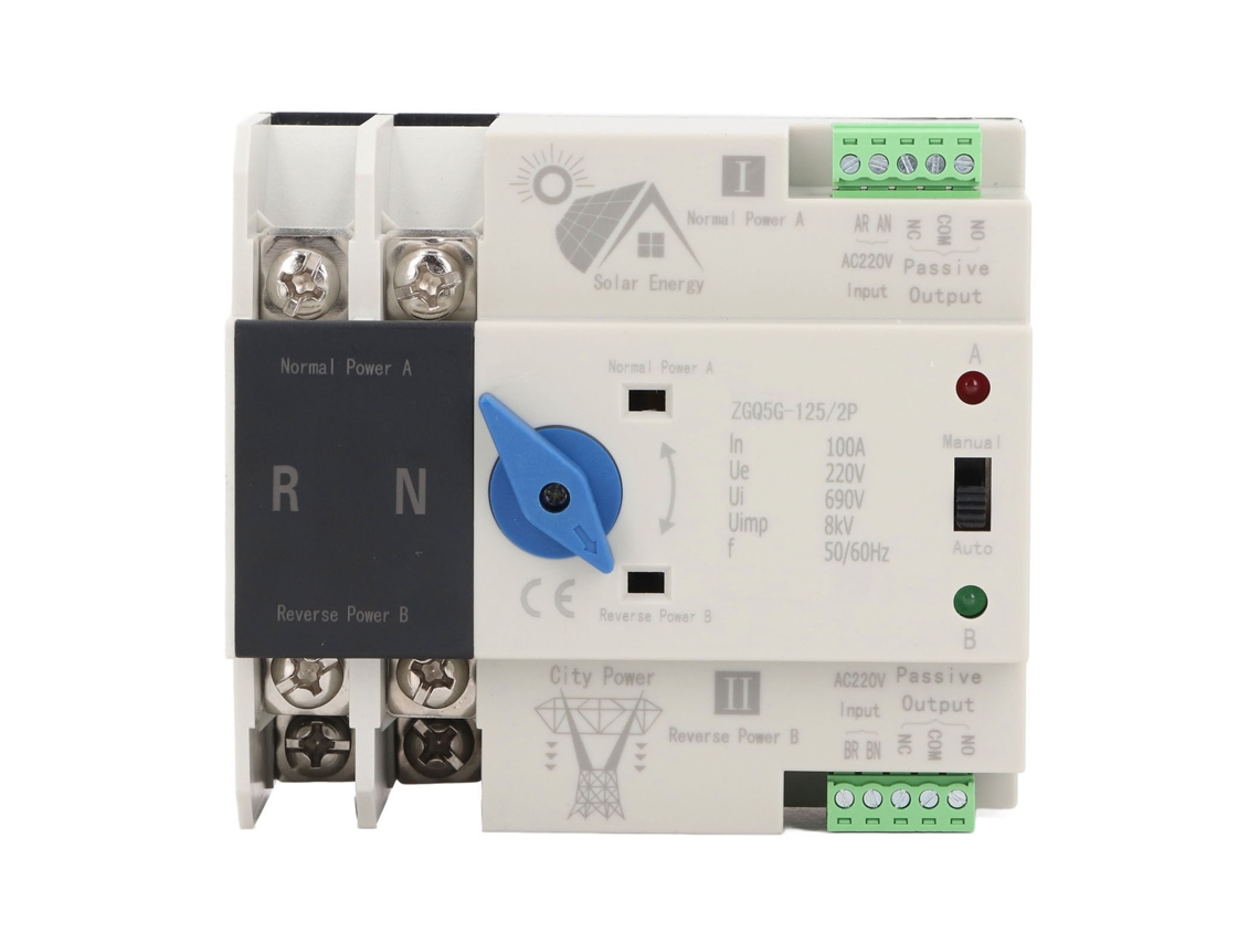 Interruptor de Transferência Automática YURU 2P 100A 220V com Controle Rápido
