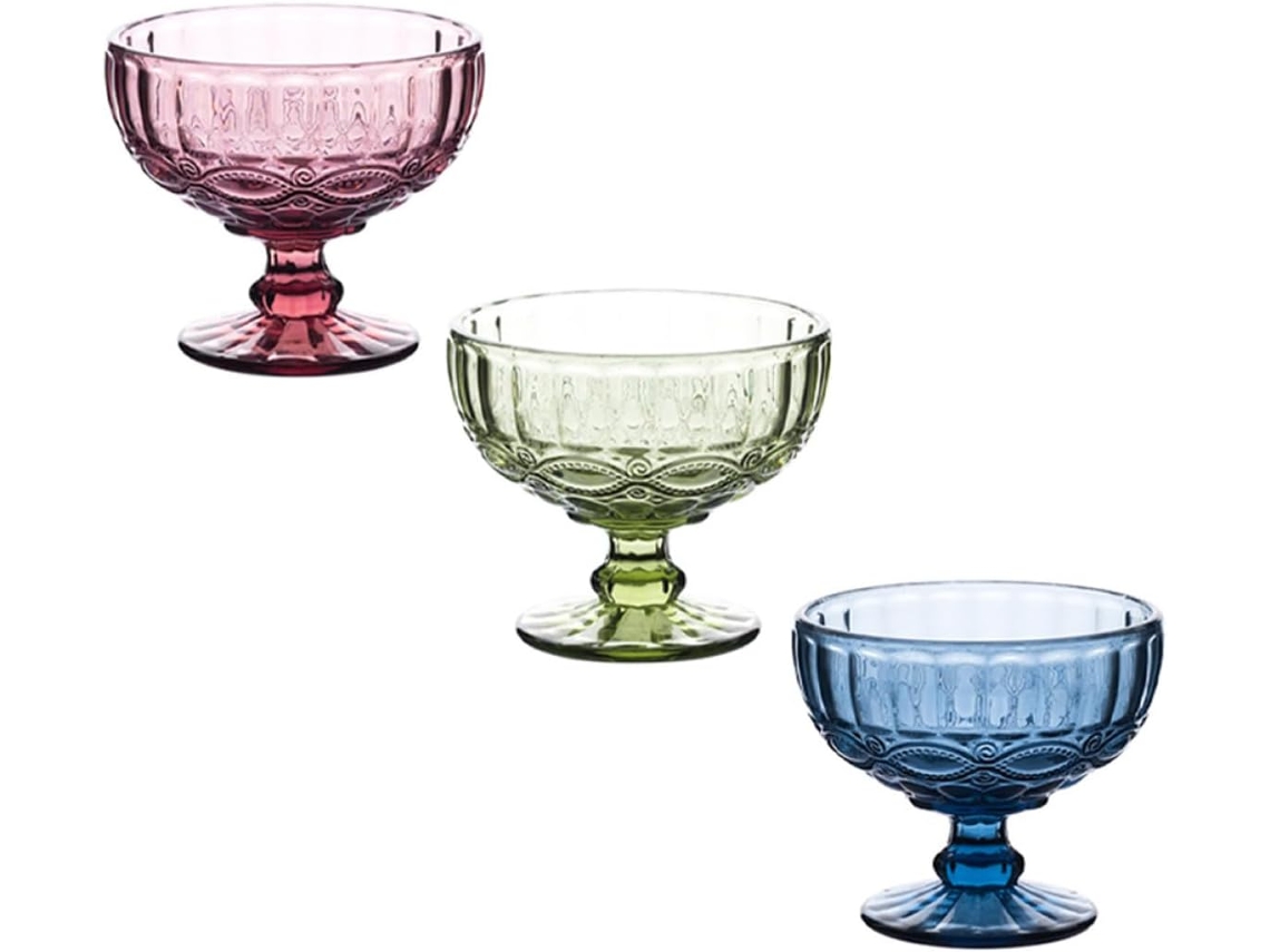 Taças de Sobremesa, Tigelas Decorativas e Seguras para Sorvete, Conjunto 3 com Estampa Floral, CHABERLU