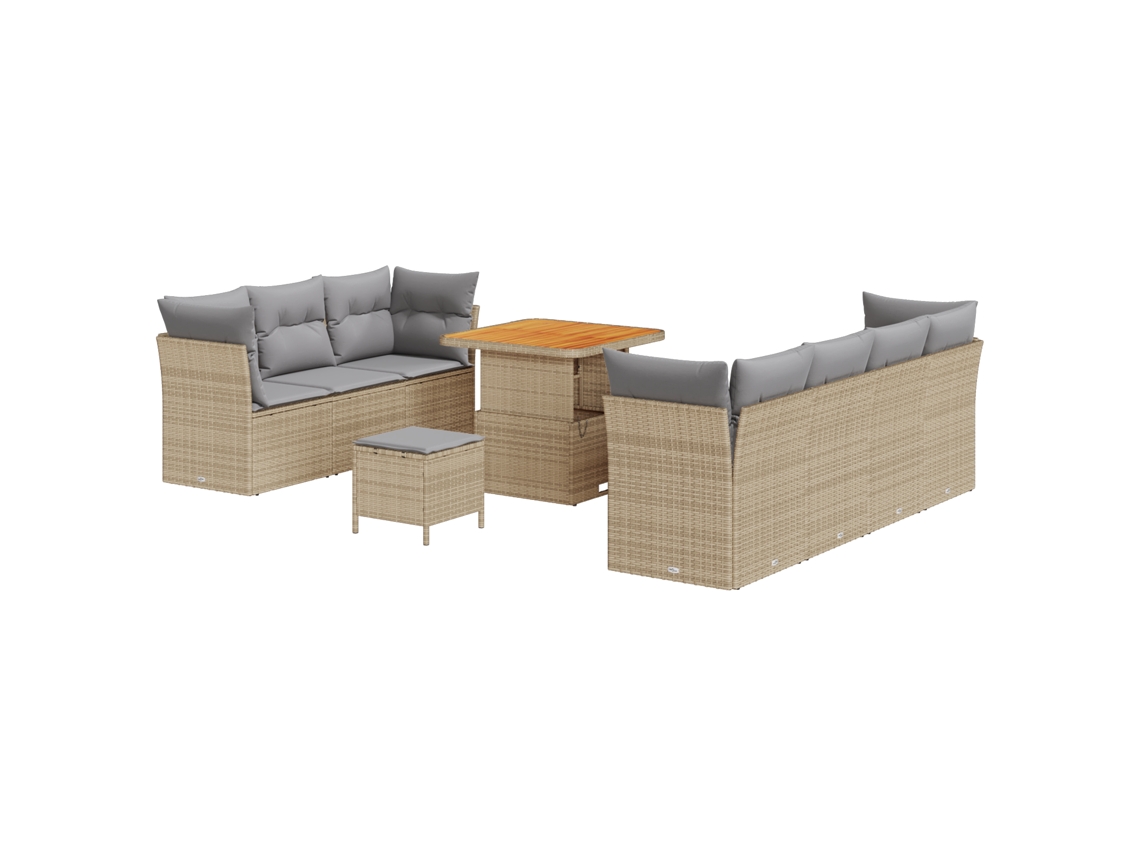 Conjunto De Móveis De Jardim Vidaxl Bege Vime Pe (80 X 80 X 71 Cm)