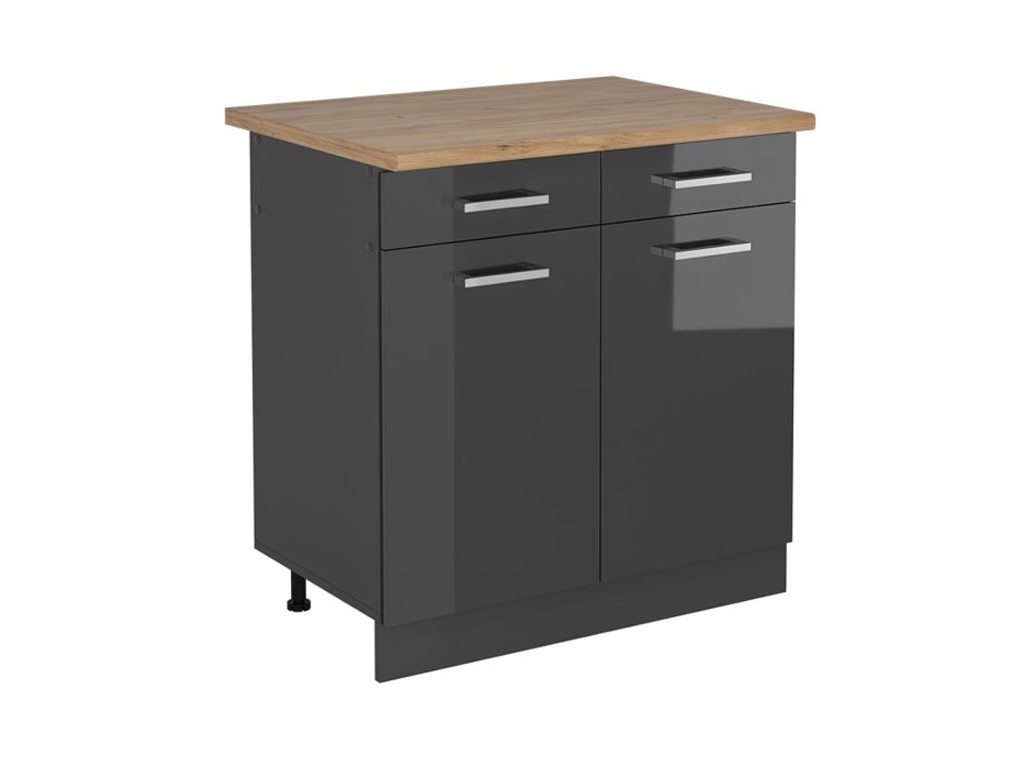 Móvel de cozinha R-Line, 80cm, PT Carvalho, Alta brancura antracite, Antracite VICCO