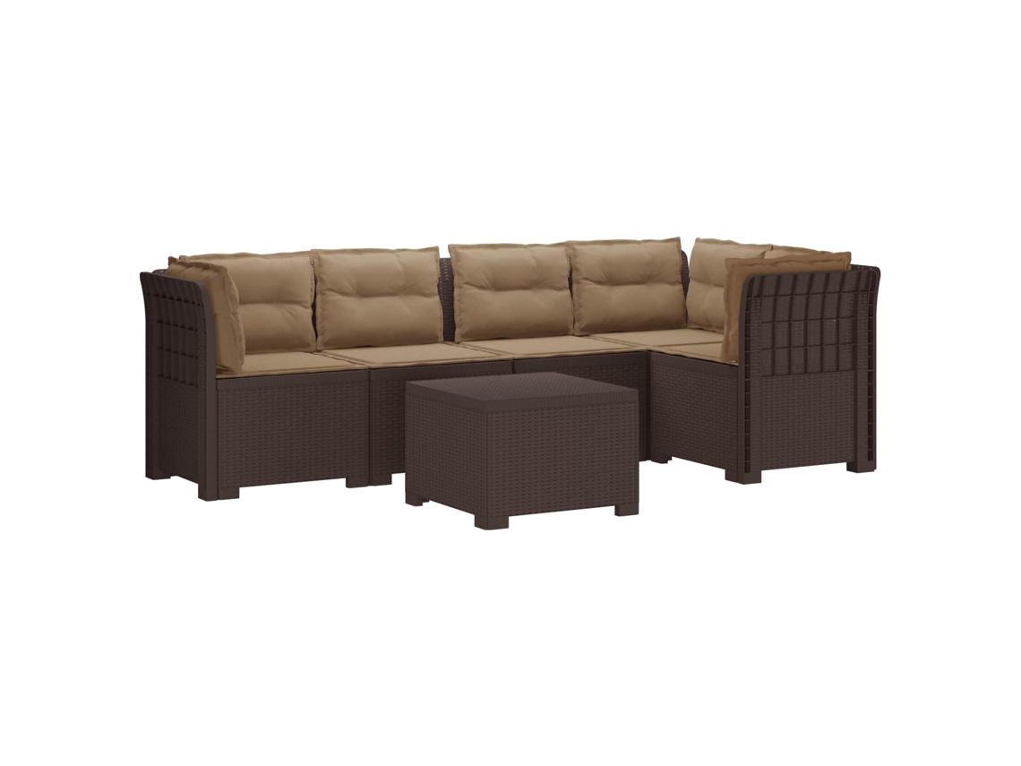 Maison Exclusive - Sofá De Jardim De 5 Pessoas Com Almofadas Visual De Rattan Pp