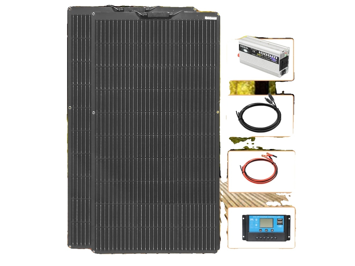 Kit De Painel Solar Flexível, 100w/200w/300w/400w/500w/1000w, Leve E Durável,220v 200w Oem