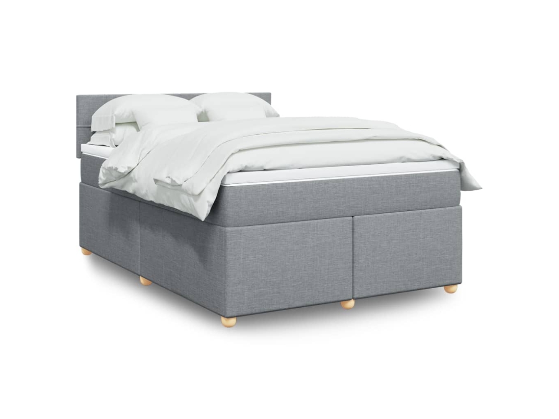 Vidaxl Cama Com Molas/colchão 140x190 Cm Tecido Cinzento-claro