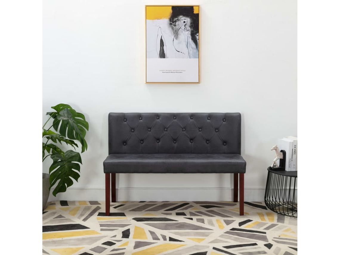 Vidaxl Banco 120 Cm Camurça Artificial Cinzento