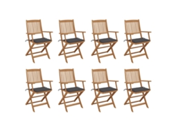 Cadeiras De Exterior Dobráveis C/ Almofadões 8pcs Acácia Maciça Dkd Home Decor