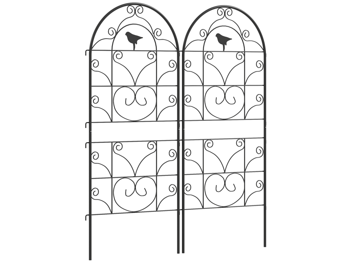 2 Treliças Metal Pássaros 50x120cm Interior Tomates Preta VELTRIX