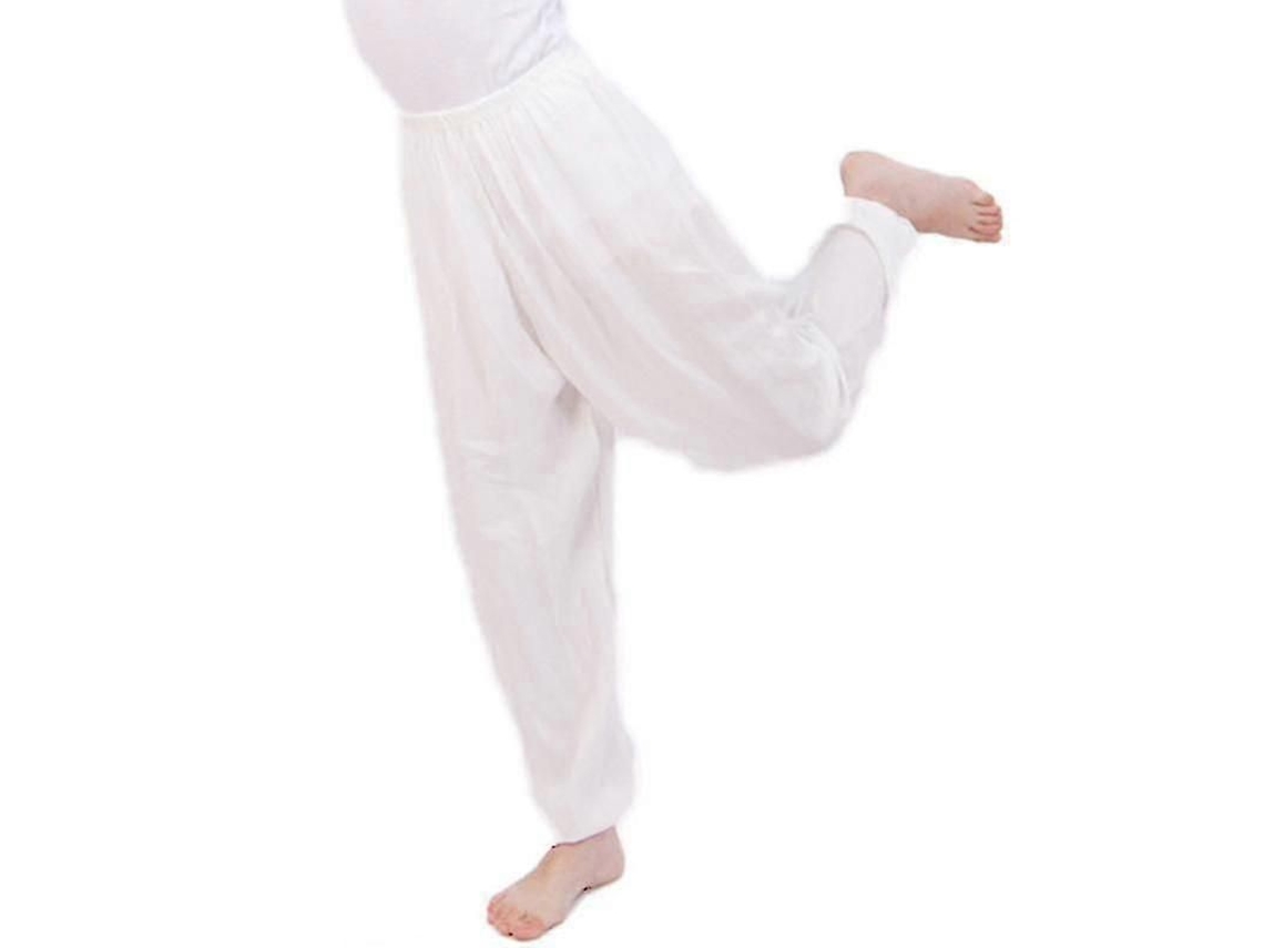 Calcinha Baggy Dança Aladim Bloomers Yoga Infantil Menino Menina Pantalon Casual Solto Harem De Blend De Algodão Branco