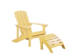 Cadeira com repousa-pés BELIANI Adirondack de Madeira plástica Amarelo 75x88x88