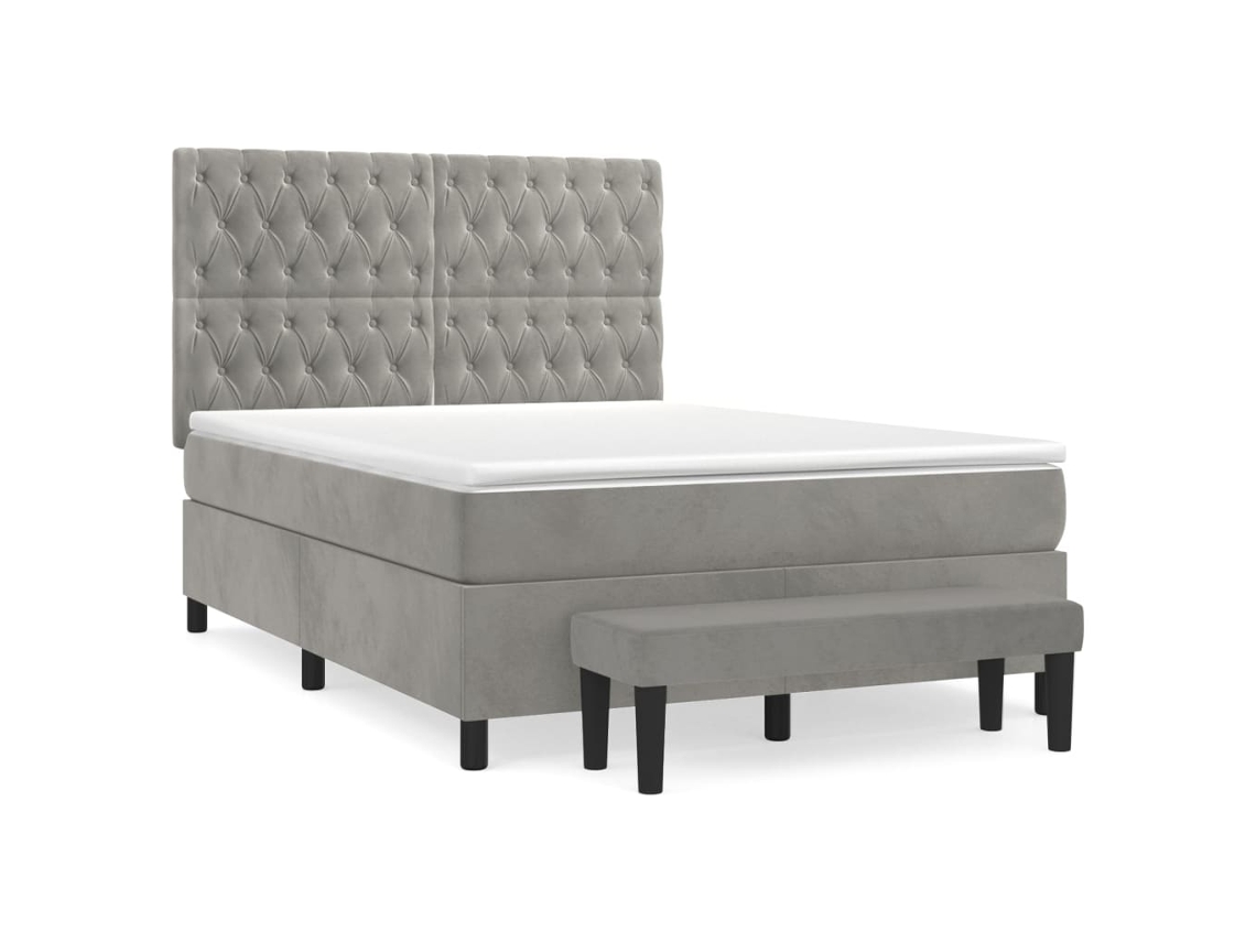 Box Spring Bed, Box Spring Beds Vidaxl Cinzeto Veludo (140 X 200 Cm)