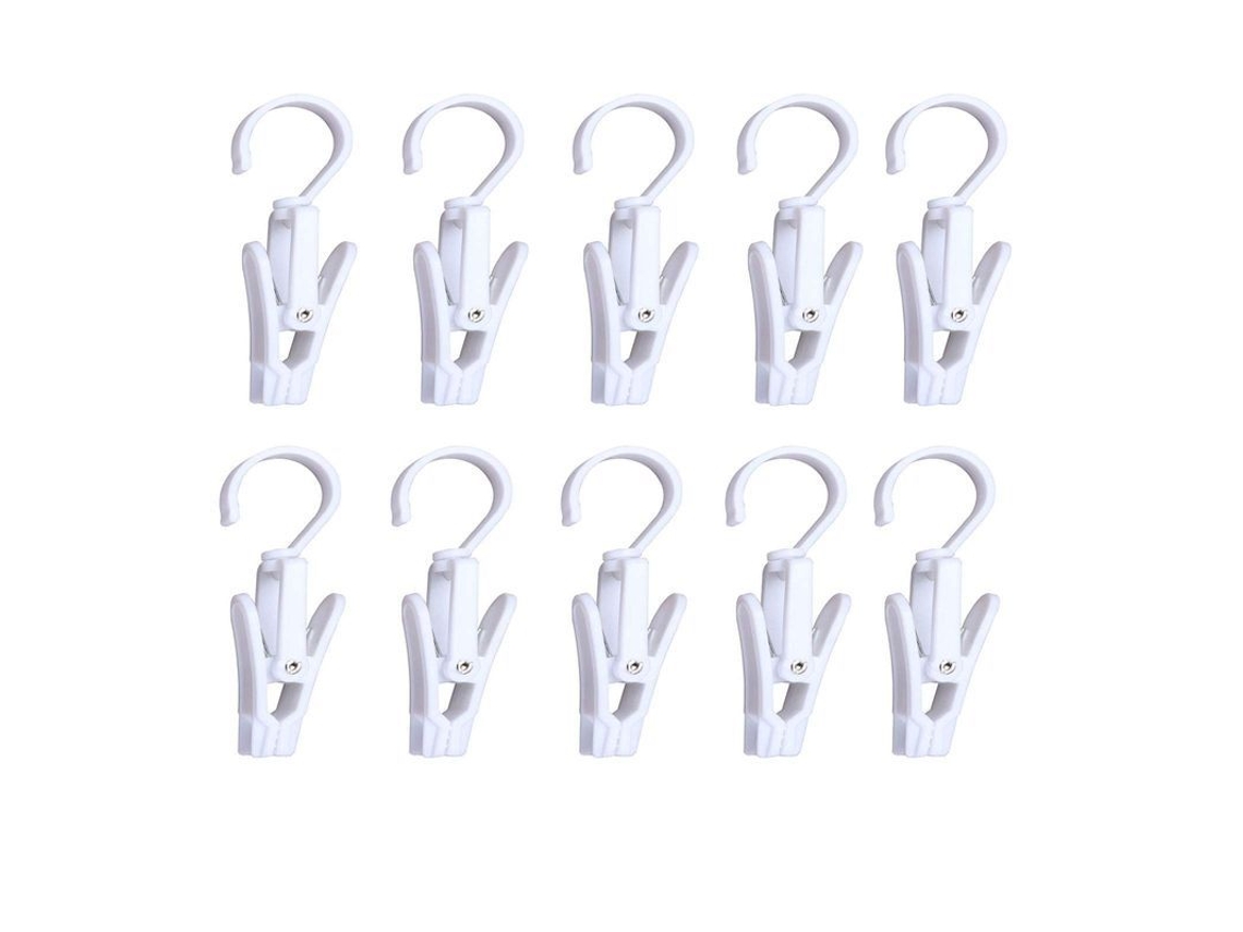 Gancho Giratório de Plástico Super Forte, Clip de Lavanderia, 10 Peças, Branco | S/MARCA