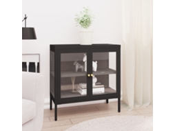 Vidaxl Aparador 70x35x70 Cm Vidro E Aço Preto