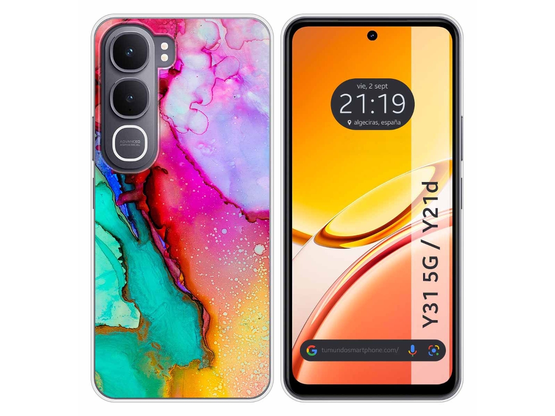Capa Tumundosmartphone De Silicone Para Vivo Y31 5g / Y21d Com Estampa De Mármore 15 Padrões