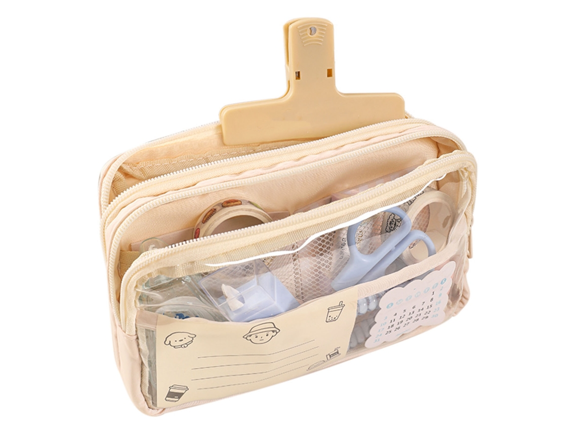 Estuche Transparente De 3 Capas, Gran Capacidad, Portátil, Multifuncional, Bonito, Para Estudiantes.