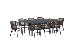 Conjunto Jantar para Jardim 9 Peças Castanho Vime Pe MAISON EXCLUSIVE