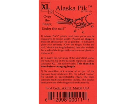 Alaska Pik Palheta de Dedo Plástico 12Pack Extra Largo 22Mm.