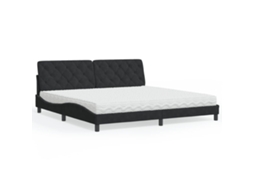 Cama Com Colchão 200x200 Cm Veludo Preto