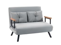 Sofá Cama Sofá Convertível Em Cama De 2 Lugares Dobrável Com Encosto Ajustável Em 5 Níveis E 2 Almofadas 102x73x81 Cm Bege