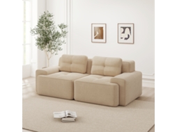 Sofá Modular Cloud Bege, Sem Ossos, L, Com Puff, 2l, Assento Profundo.-kd