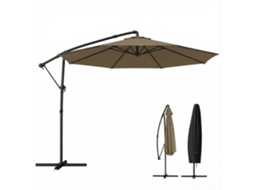 Guarda sol deslocável Ø 3m, inclinável, com capa, poliéster, UV UPF50+, cáqui BTFORUS