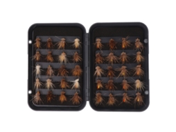Kit 40 Iscas Pesca Mosca Aço Inox com Caixa