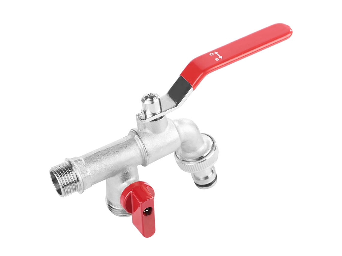 Torneira De Água De Latão 1/2" Com Duas Válvulas Para Jardim E Casa Resistente À Corrosão