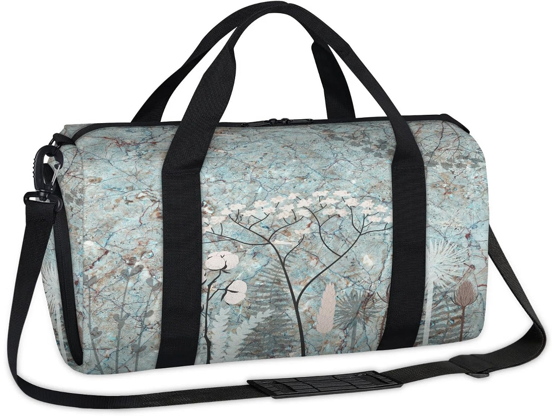 Bolsa Mármore com Flores 45x21x23cm Tecido Poliést. S/MARCA