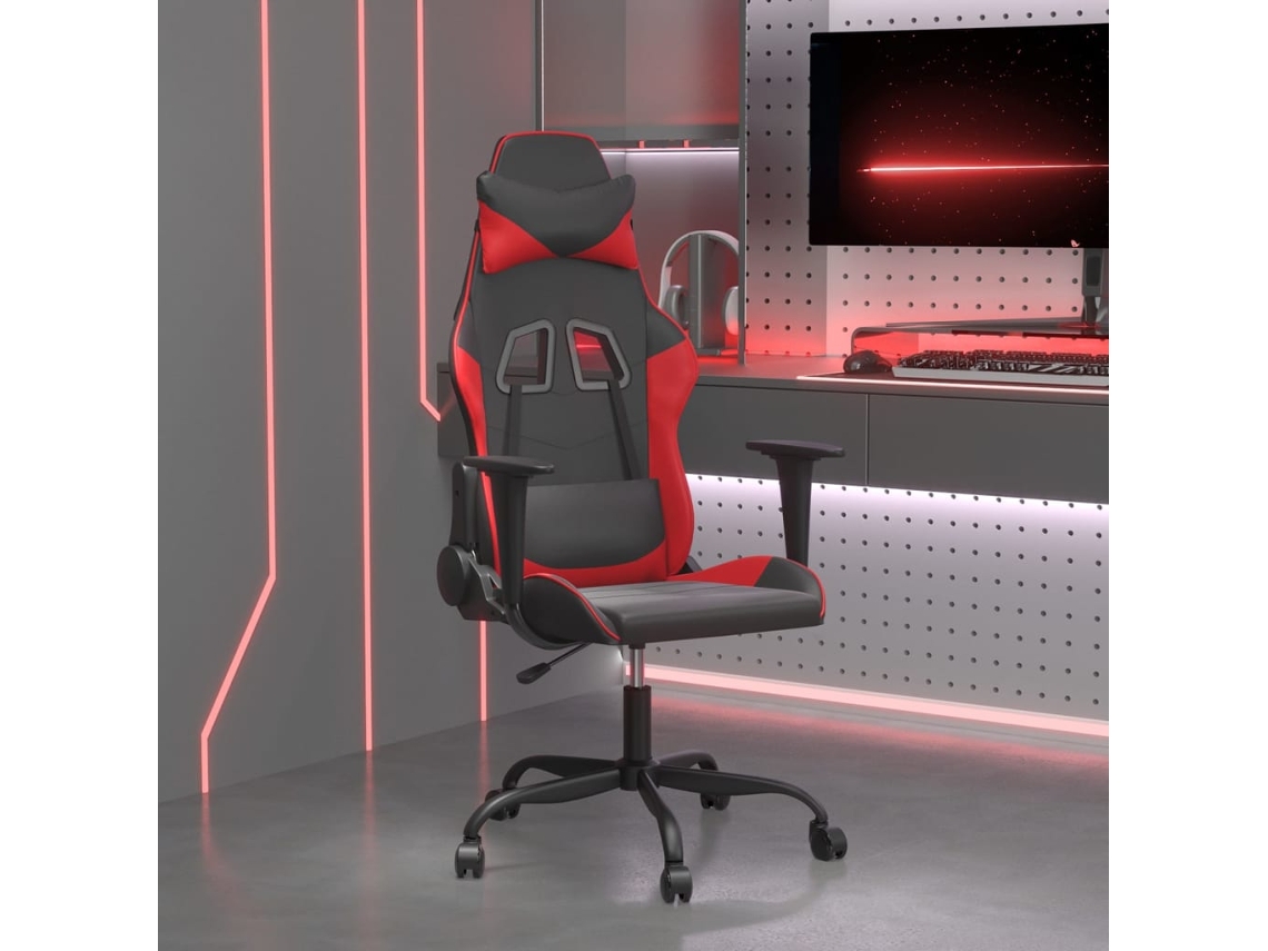 Vidaxl Cadeira Gaming Couro Artificial Preto E Vermelho