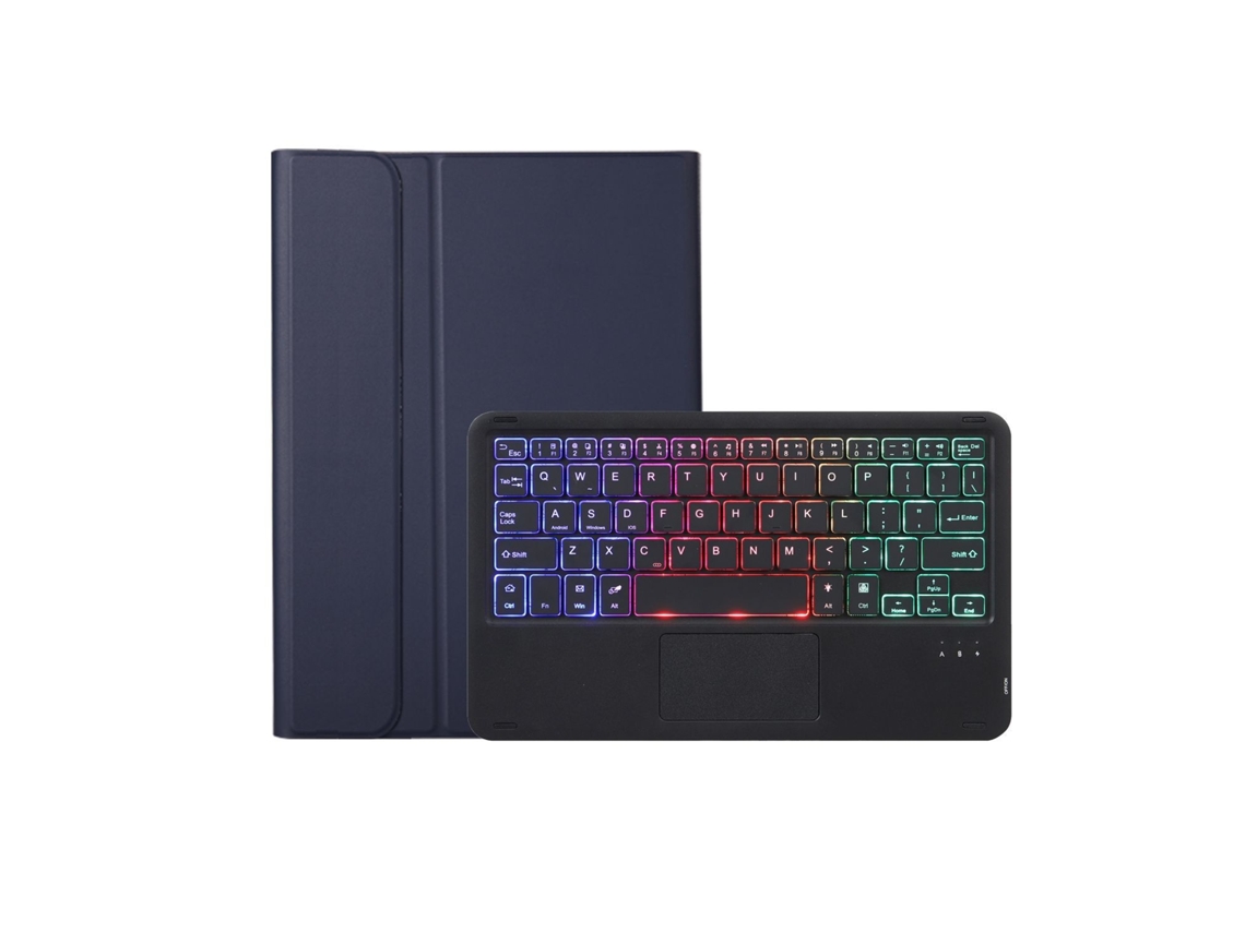 Lurelia Capa Com Teclado Bluetooth Para Ipad 11 2025 Teclado Com Retroiluminação Gradiente Com Touchpad, Layout Pt, Azul Escuro E Preto (a16)