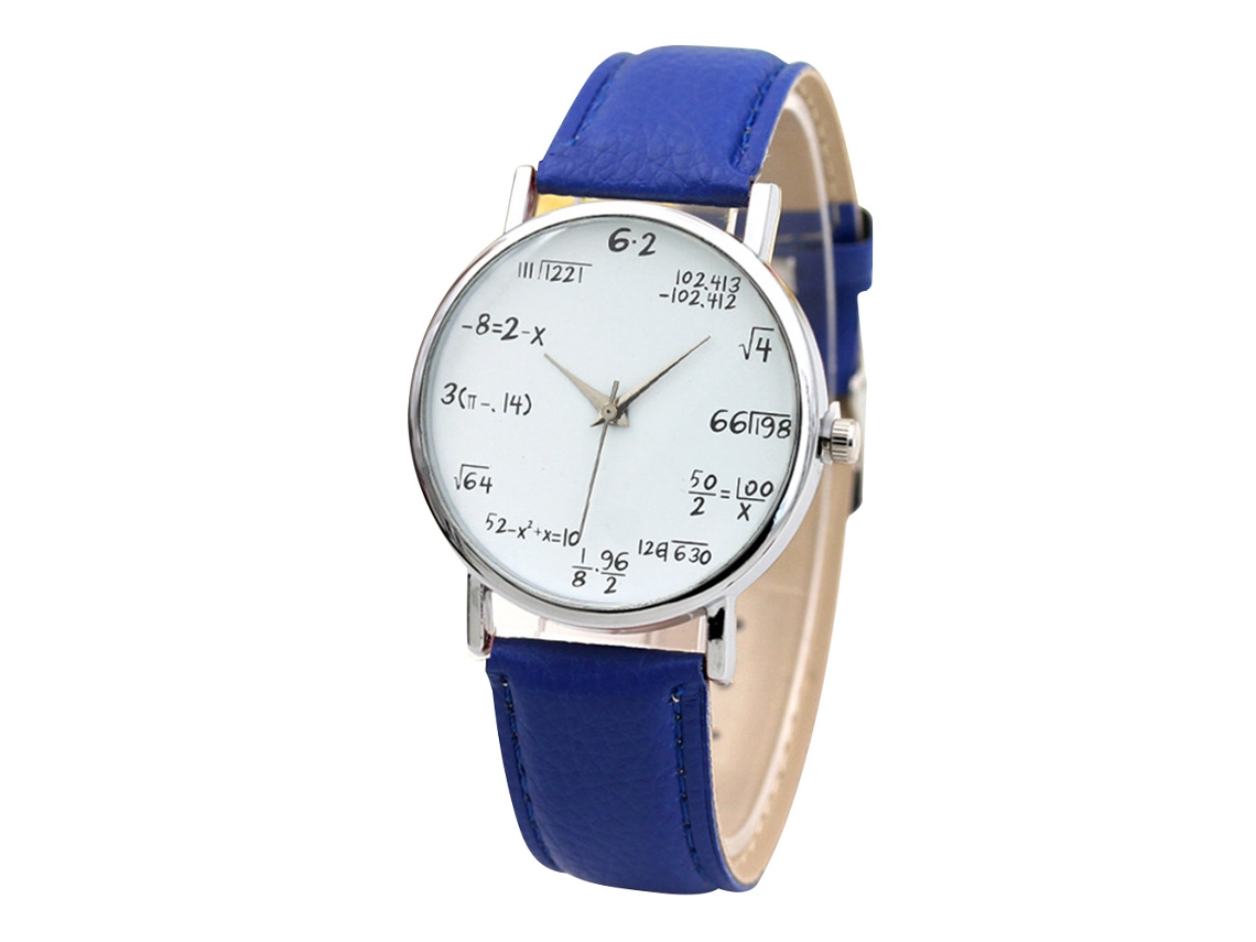 Relógio de Pulso Feminino Simples de Quartzo com Correa de Couro Pu Azul Royal